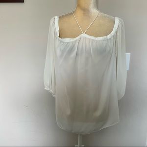 1.State Women’s White Sheer Blouse Top Size Medium